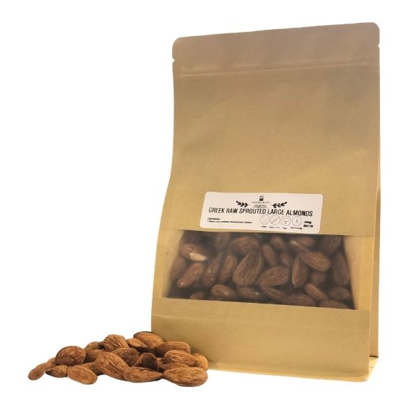 Greek Raw Large Sprouted Almonds (approx. 3cm) - 454g - FoodCraft Online Store 