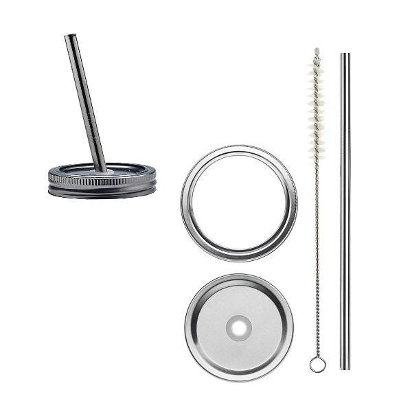 Mason Jar with Two Types of Lids & Straw - 36oz - FoodCraft Online Store 