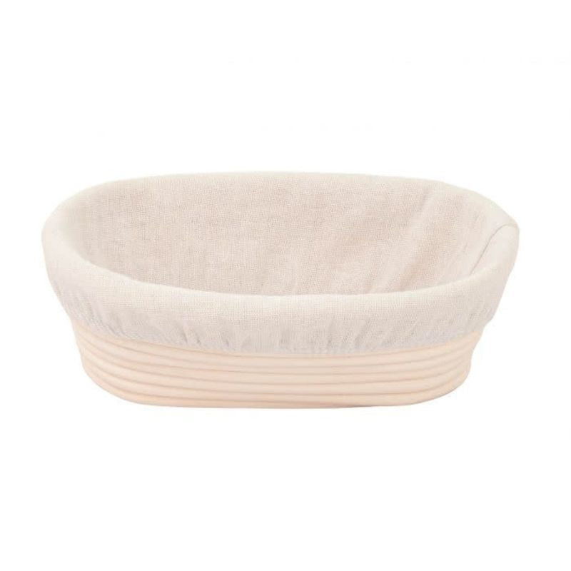 Oval Rattan Proofing Bread Basket with Liner - L 21cm x W 14cm x H 8cm